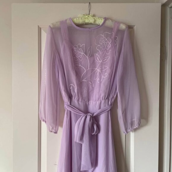 60s/70s Lavender Purple Formal Dress - Picture 4 of 5